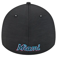 Men's New Era Black Miami Marlins Tech 39THIRTY Flex Hat