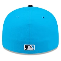 Casquette ajustée New Era 59FIFTY pour homme, bleue et noire, Miami Marlins, entraînement de printemps 2026, profil bas.