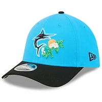 Casquette New Era Flex bleue et noire Miami Marlins 2026 Spring Training M-Crown 39THIRTY pour homme