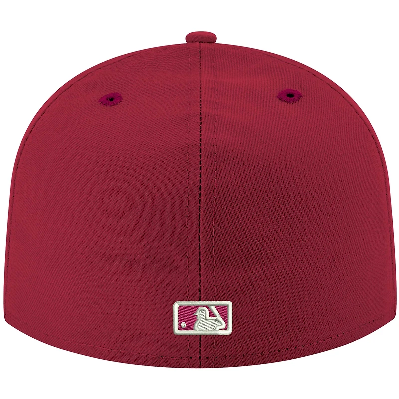 Men's New Era Cardinal Miami Marlins White Logo 59FIFTY Fitted Hat