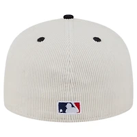 Casquette ajustée 59FIFTY en velours côtelé bicolore crème/noir pour homme des Miami Marlins de New Era