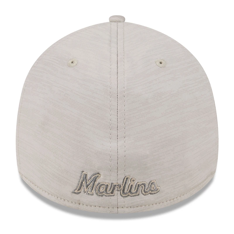 Casquette New Era 39THIRTY Flex crème Miami Marlins 2024 Clubhouse pour homme