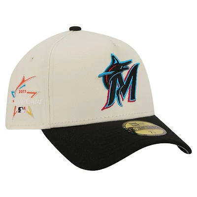 Casquette ajustée New Era 59FORTY crème Miami Marlins Chrome A-Frame pour homme