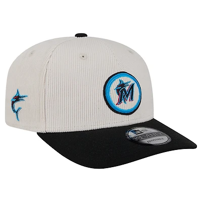 Men's New Era  Cream Miami Marlins Loyal 9SEVENTY Adjustable Hat