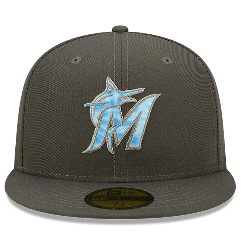 Men's New Era Graphite Miami Marlins 2022 Father's Day On-Field 59FIFTY Fitted Hat