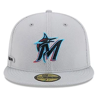 Men's New Era Gray Miami Marlins 2025 MLB Clubhouse 59FIFTY Fitted Hat