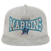Men's New Era Gray Miami Marlins Corduroy Golfer Snapback Hat