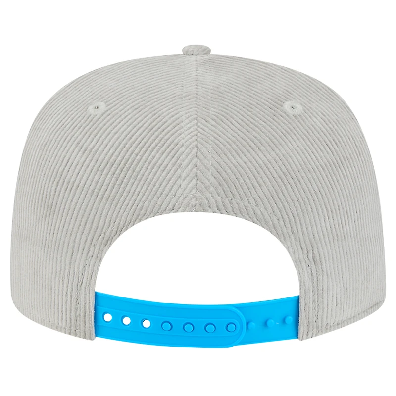 Casquette de golf à visière snapback en velours côtelé Miami Marlins grise New Era pour homme