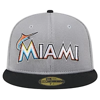 Casquette ajustée 59FIFTY Miami Marlins Pivot Mesh New Era pour homme, grise