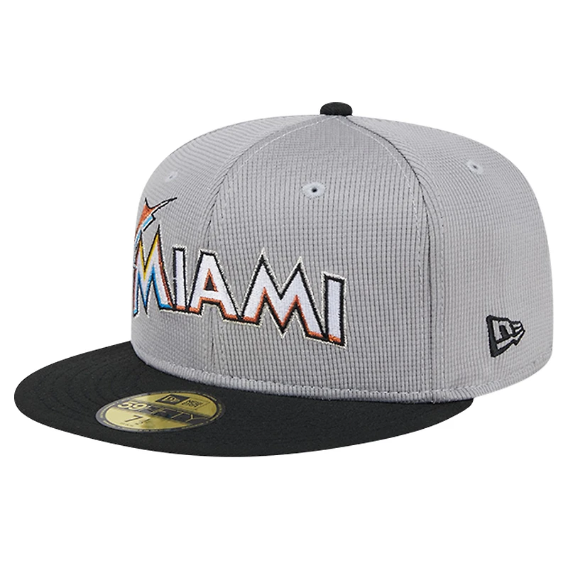 Casquette ajustée 59FIFTY Miami Marlins Pivot Mesh New Era pour homme, grise
