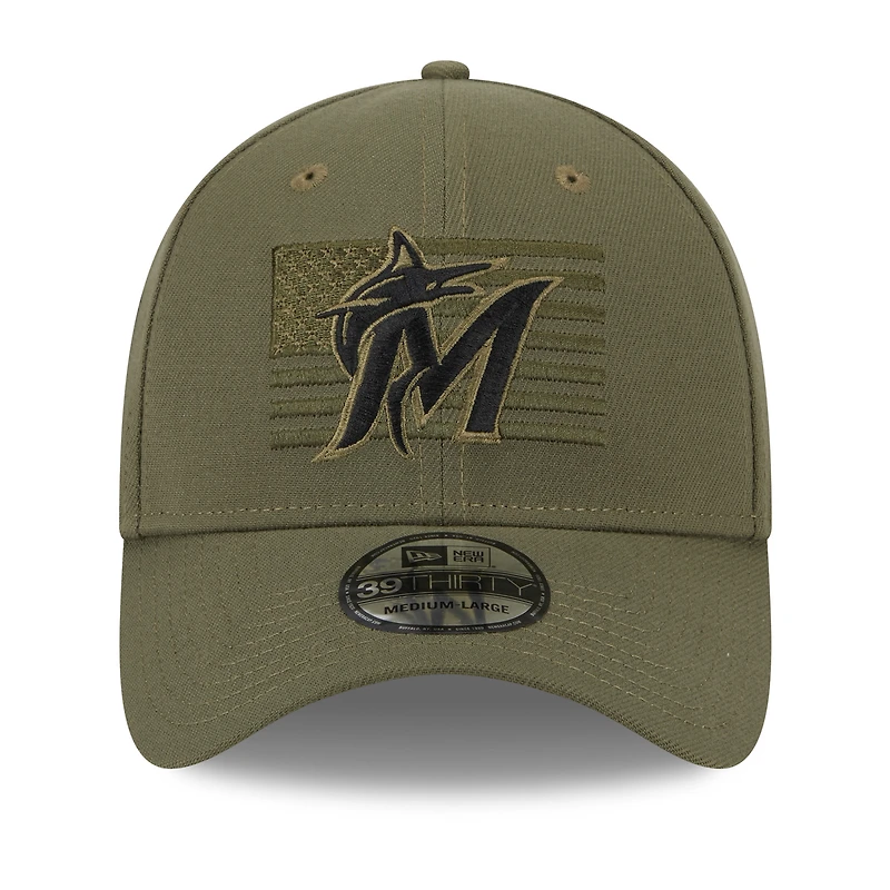 Men's New Era  Green Miami Marlins 2023 Armed Forces Day 39THIRTY Flex Hat