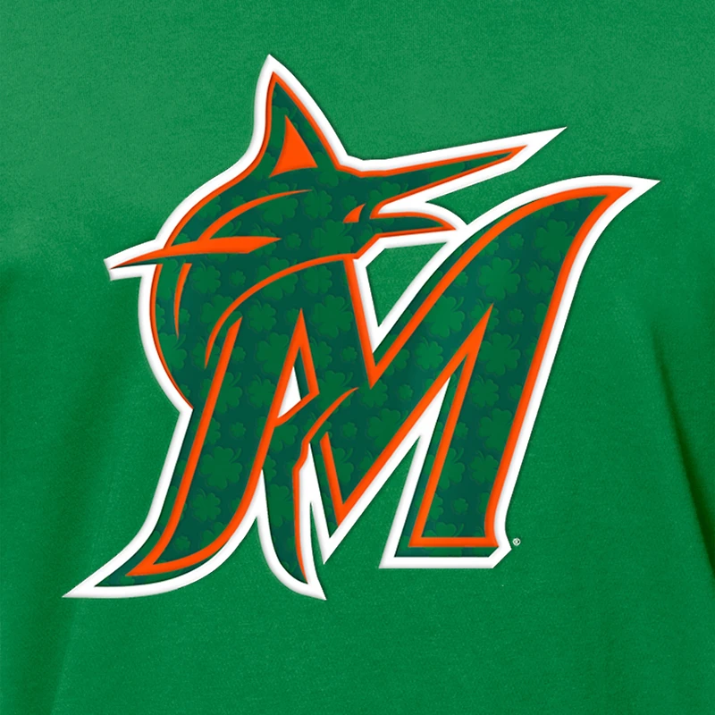 Men's New Era Kelly Green Miami Marlins St. Patrick's Day Shamrock Fill T-Shirt