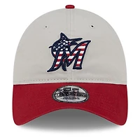 Men's New Era  Khaki/Red Miami Marlins 2024 Fourth of July 9TWENTY Adjustable Hat