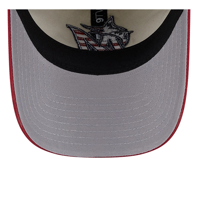 Men's New Era  Khaki/Red Miami Marlins 2024 Fourth of July 9TWENTY Adjustable Hat