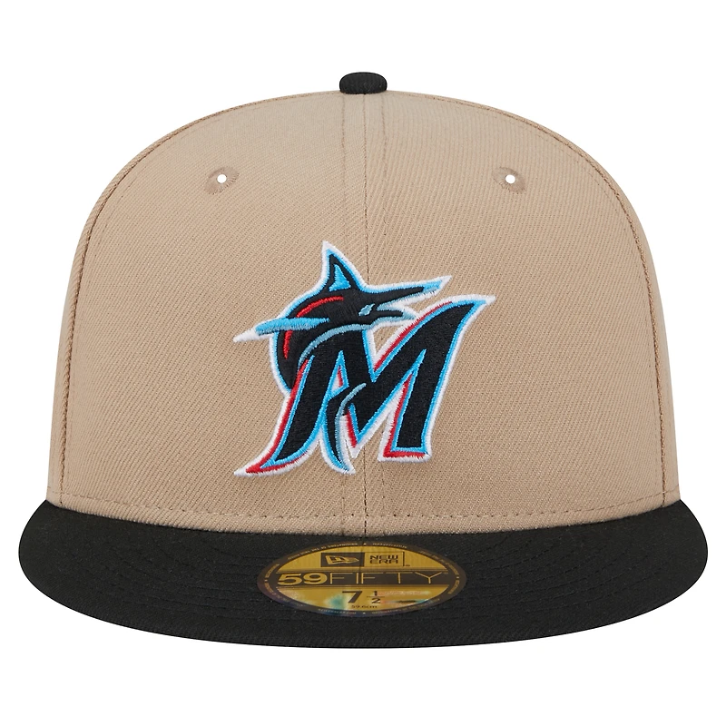 Men's New Era Khaki Miami Marlins 59FIFTY Fitted Hat