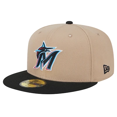 Men's New Era Khaki Miami Marlins 59FIFTY Fitted Hat