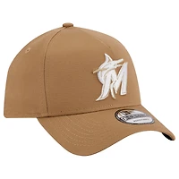Casquette réglable kaki Miami Marlins A-Frame 9FORTY New Era pour hommes