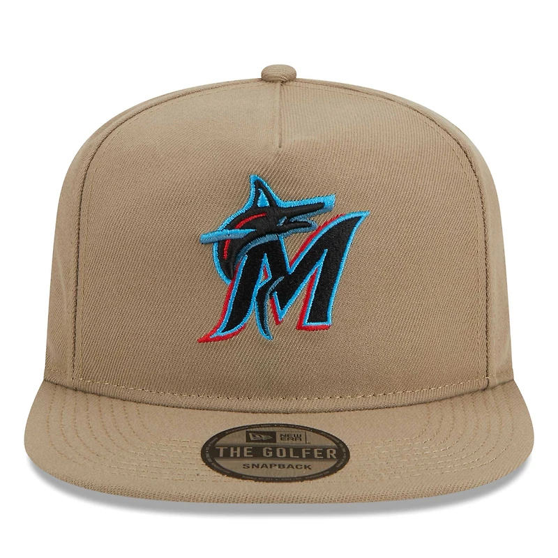 Casquette réglable kaki Miami Marlins Golfer New Era pour homme