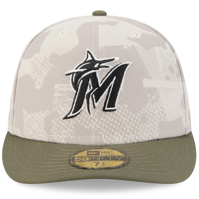 Casquette ajustée 59FIFTY pour homme, beige clair/olive, Miami Marlins 2025, Armed Forces Day