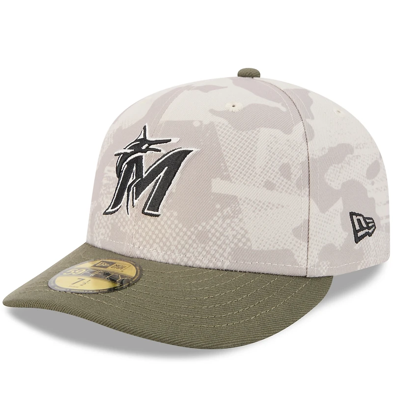 Casquette ajustée 59FIFTY pour homme, beige clair/olive, Miami Marlins 2025, Armed Forces Day