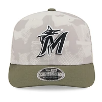 Men's New Era Light Beige/Olive Miami Marlins 2025 Armed Forces Day 9SEVENTY Stretch-Snap Hat