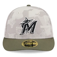Men's New Era Light Beige/Olive Miami Marlins 2025 Armed Forces Day Low Profile 59FIFTY Fitted Hat