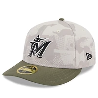 Men's New Era Light Beige/Olive Miami Marlins 2025 Armed Forces Day Low Profile 59FIFTY Fitted Hat