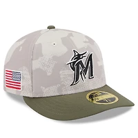 Men's New Era Light Beige/Olive Miami Marlins 2025 Armed Forces Day Low Profile 59FIFTY Fitted Hat
