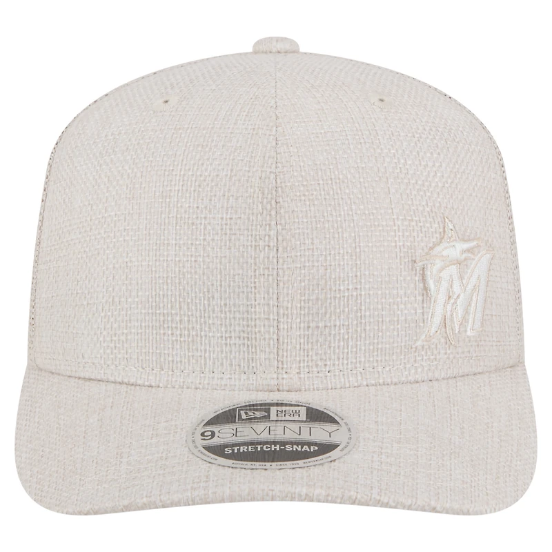 Casquette extensible à boutons-pression Flawless 9SEVENTY de Miami Marlins de New Era pour homme, beige clair