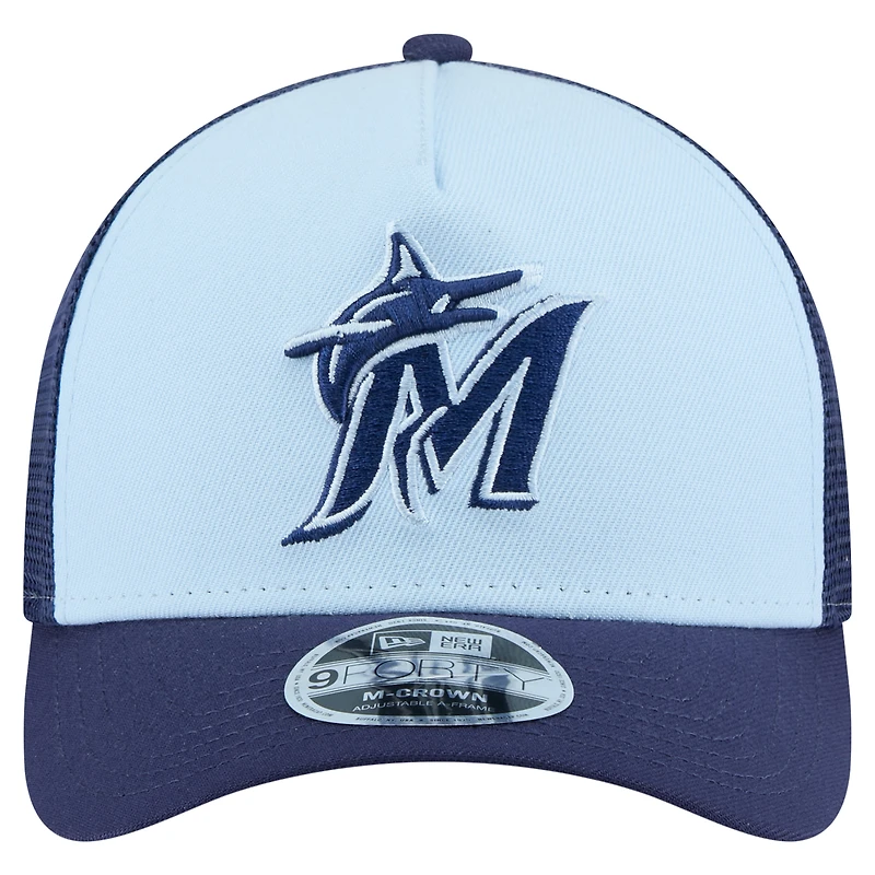 Men's New Era Light Blue/Navy Miami Marlins 2-Tone Color Pack 9FORTY M-Crown A-Frame Adjustable Hat