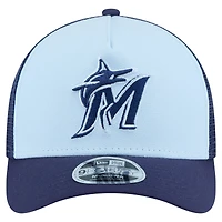 Men's New Era Light Blue/Navy Miami Marlins 2-Tone Color Pack 9FORTY M-Crown A-Frame Adjustable Hat