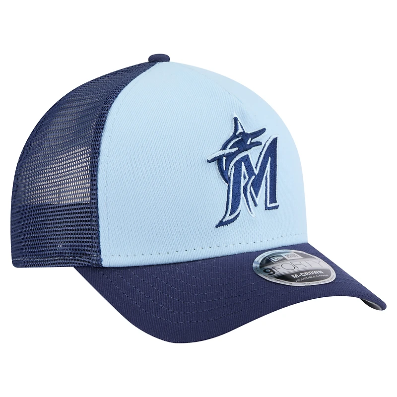 Men's New Era Light Blue/Navy Miami Marlins 2-Tone Color Pack 9FORTY M-Crown A-Frame Adjustable Hat