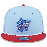 Casquette snapback 9FIFTY bleu clair/rouge Miami Marlins 2025 pour homme New Era