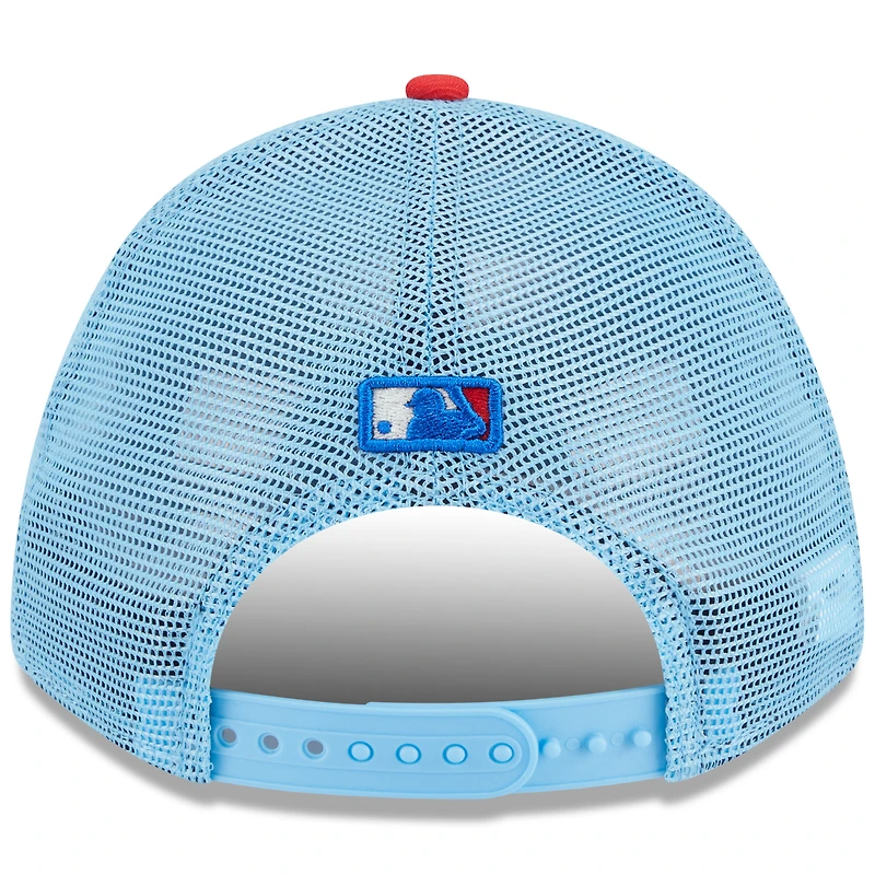 Men's New Era Light Blue/Red Miami Marlins 2025 Fourth of July 9FORTY A-Frame M-Crown Adjustable Trucker Hat
