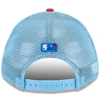 Men's New Era Light Blue/Red Miami Marlins 2025 Fourth of July 9FORTY A-Frame M-Crown Adjustable Trucker Hat
