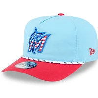 Casquette snapback golfeur New Era bleu clair/rouge Miami Marlins 2025 pour homme