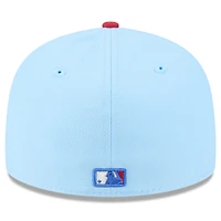 Casquette ajustée 59FIFTY bleu clair/rouge Miami Marlins 2025 pour homme, modèle 4 juillet, à profil bas