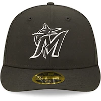 Casquette ajustée 59FIFTY Low Profile des Marlins de Miami New Era pour homme, noir et blanc