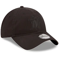 Casquette réglable New Era Miami Marlins Core Classic 2.0 9TWENTY pour homme, noir sur noir