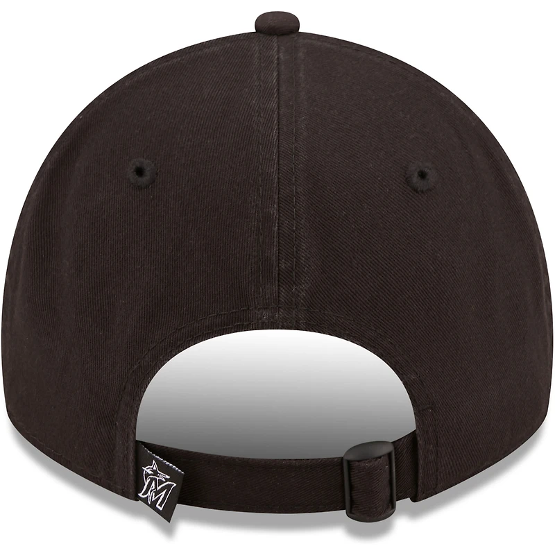 Casquette réglable New Era Miami Marlins Core Classic 2.0 9TWENTY pour homme, noir sur noir