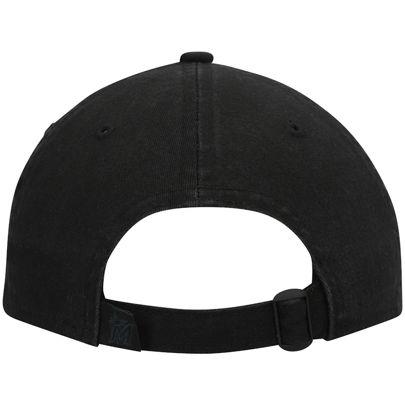 Men's New Era Miami Marlins Black on Black Core Classic 9TWENTY Adjustable Hat