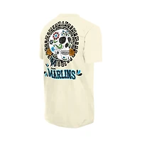 T-shirt naturel New Era Miami Marlins Dia de los Muertos Sugar Skull pour hommes