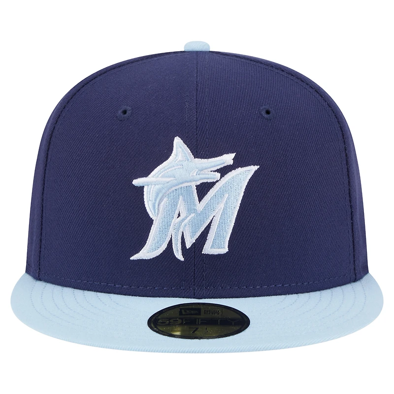 Men's New Era Navy/Light Blue Miami Marlins Color Pack 2-Tone 59FIFTY Fitted Hat