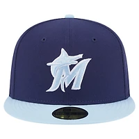 Men's New Era Navy/Light Blue Miami Marlins Color Pack 2-Tone 59FIFTY Fitted Hat