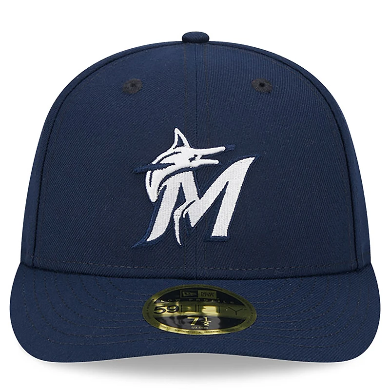 Men's New Era Navy Miami Marlins Oceanside Low Profile 59FIFTY Fitted Hat