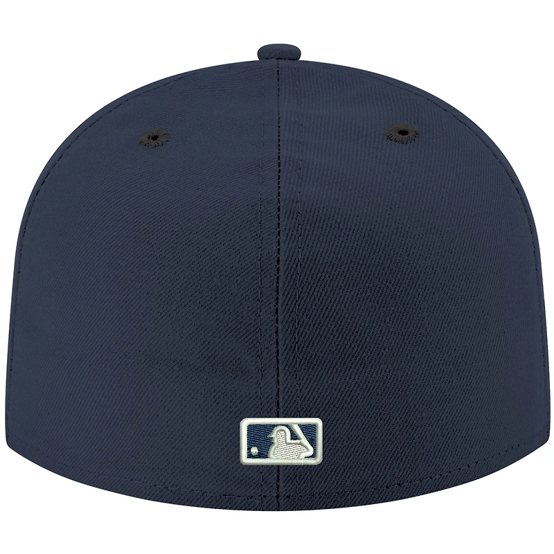 Men's New Era Navy Miami Marlins White Logo 59FIFTY Fitted Hat