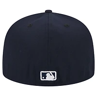 Men's New Era Navy Miami Marlins White Logo 59FIFTY Fitted Hat