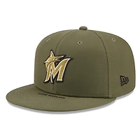 Casquette ajustée New Era 59FIFTY pour homme, couleur olive, Miami Marlins, édition spéciale 2026 Journée des forces armées