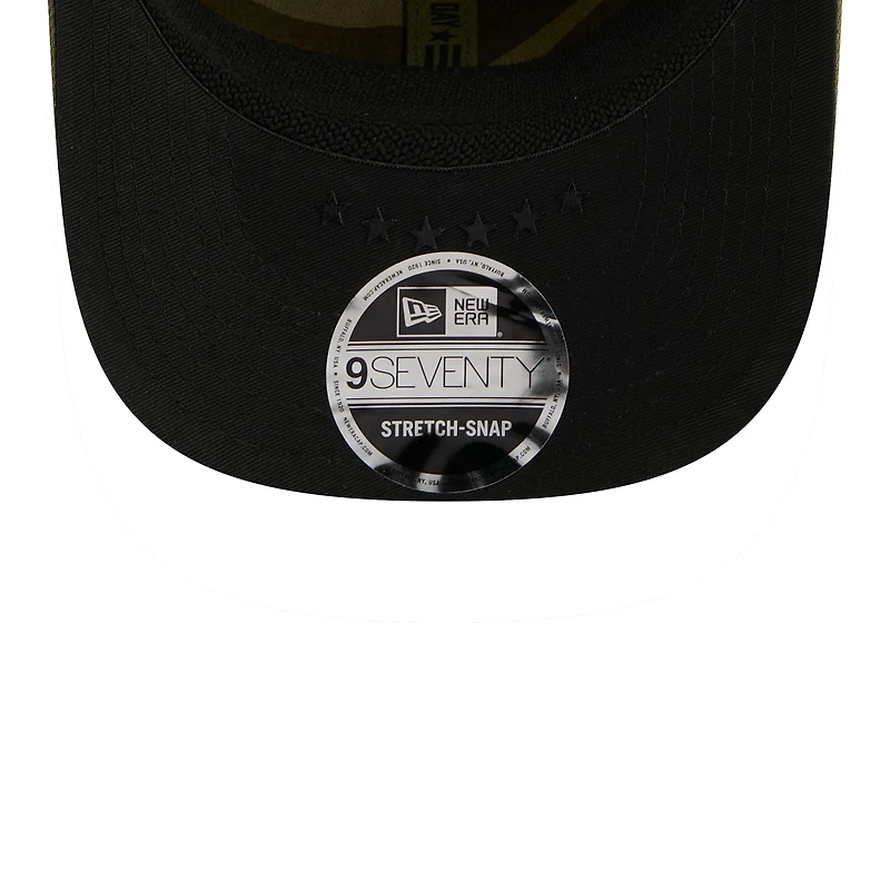 Casquette ajustable New Era Olive Miami Marlins 2026 Journée des forces armées 9SEVENTY pour homme