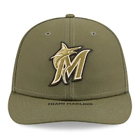 Casquette ajustée New Era 59FIFTY pour homme, couleur olive, Miami Marlins, édition spéciale 2026 Journée des forces armées.